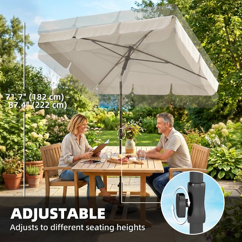 Outsunny 6' x 4' Patio Umbrella with Tilt, Rectangular Outdoor Umbrella for Garden, Beige
