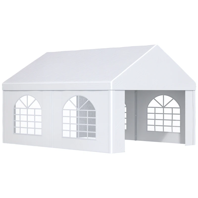 Outsunny 16.5' x 13' Outdoor Tents for Parties, Event Tent with Sides, 4 Windows and 2 Doors, White