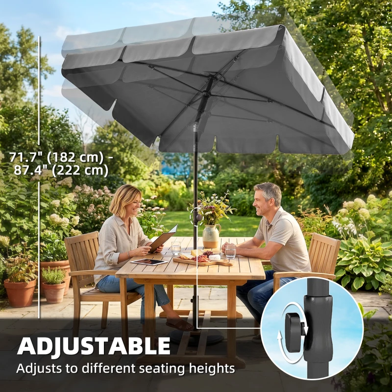 Outsunny 6' x 4' Patio Umbrella with Tilt, Rectangular Outdoor Umbrella for Garden, Grey