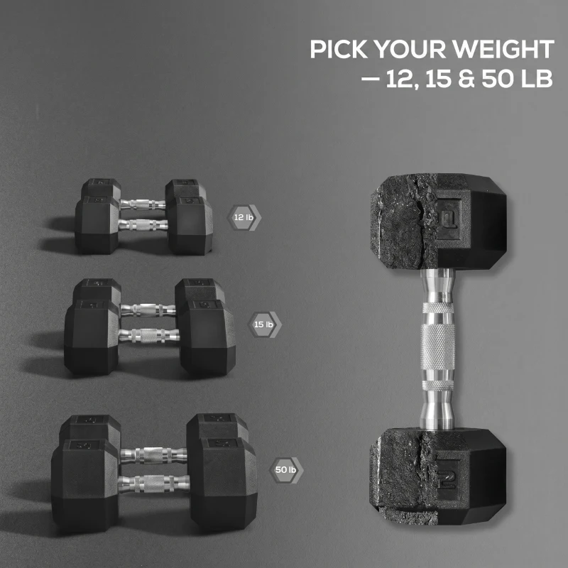 Soozier Hex Rubber Dumbbell Set for No Rolling