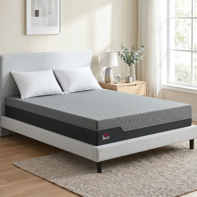 HOMCOM Queen Mattress, 12 Inch Memory Foam Mattress for Pressure Relief, Graphene Gel Cooling Copper Bed in a Box, Made in USA