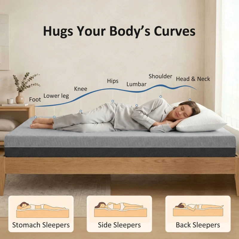 HOMCOM King Mattress, 12 Inch Memory Foam Mattress for Pressure Relief, Graphene Gel Cooling Copper Bed in a Box, Made in USA