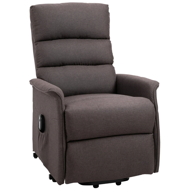 HOMCOM Lift Chair for Elderly, Power Chair Recliner with Remote Control, Side Pockets for Living Room, Brown