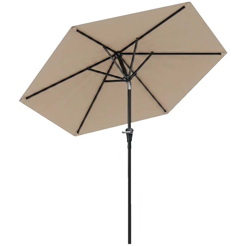 Outsunny Patio Sun Umbrella, Outdoor Parasol with 6 Ribs, Khaki