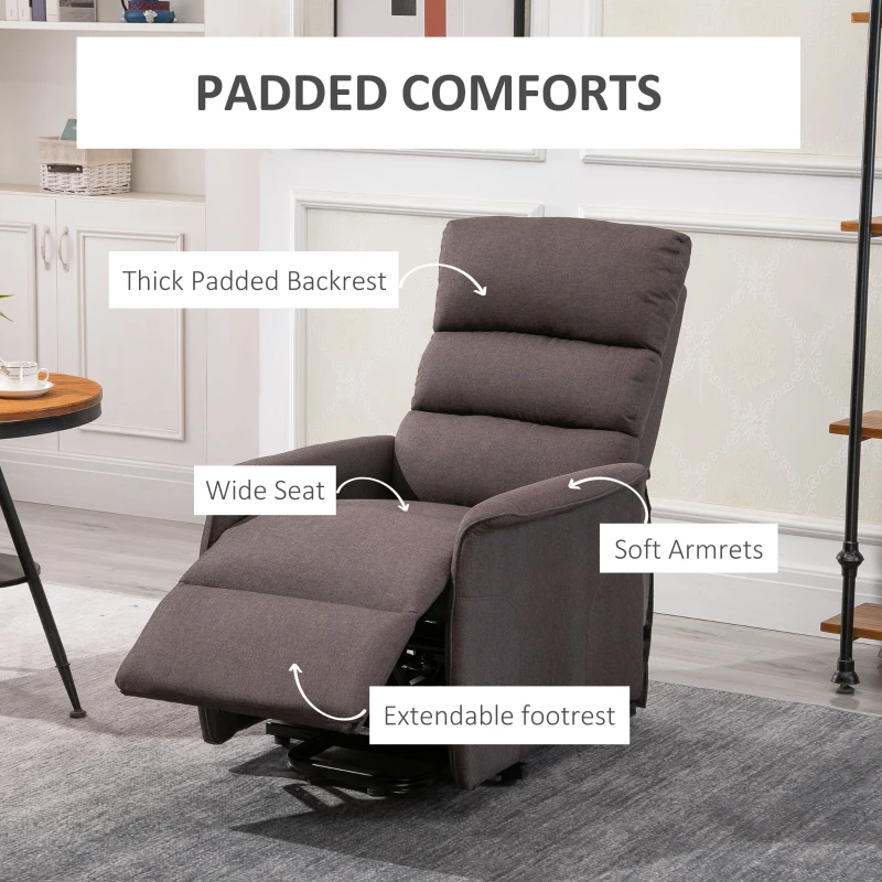 HOMCOM Lift Chair for Elderly, Power Chair Recliner with Remote Control, Side Pockets for Living Room, Brown