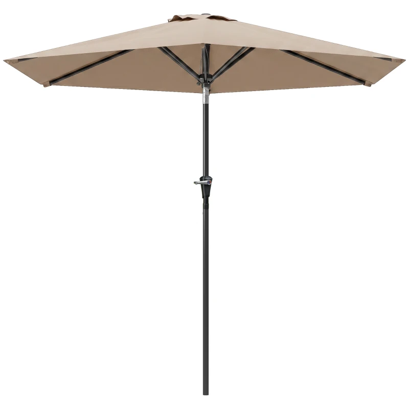 Outsunny Patio Sun Umbrella, Outdoor Parasol with 6 Ribs, Khaki