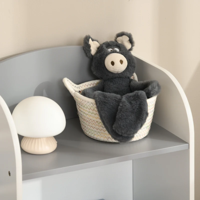 Qaba Kids Toy Storage Organizer Shelf, Children Bookshelf for Bedroom, Playroom, Nursery, Grey