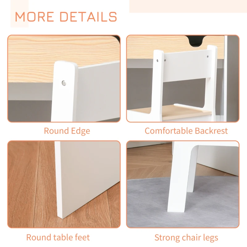 Qaba 2 Pieces Kids Desk and Chair Set with Storage Pull-Out Drawer for 6-10 Years, Writing, Reading, Drawing