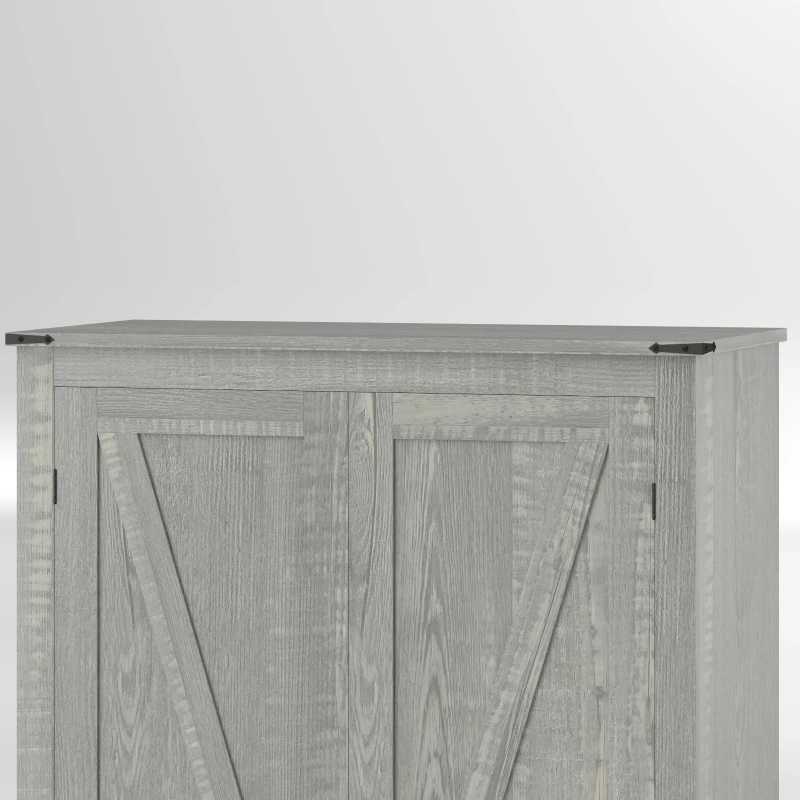 HOMCOM 72" Farmhouse Pantry Cabinet with Adjustable Shelves, Kitchen Pantry Cabinet with 2 Doors, Distressed Light Grey