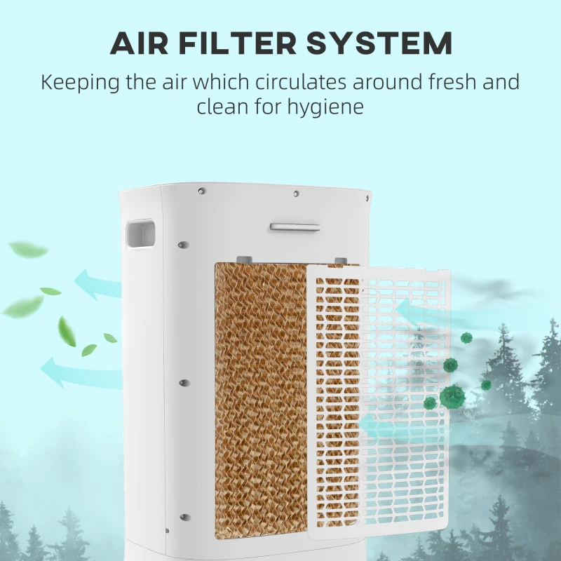 HOMCOM Mobile Air Cooler with Ice Packs, Ice Cooling Fan Water Humidifier Unit with Remote, Timer, Oscillating