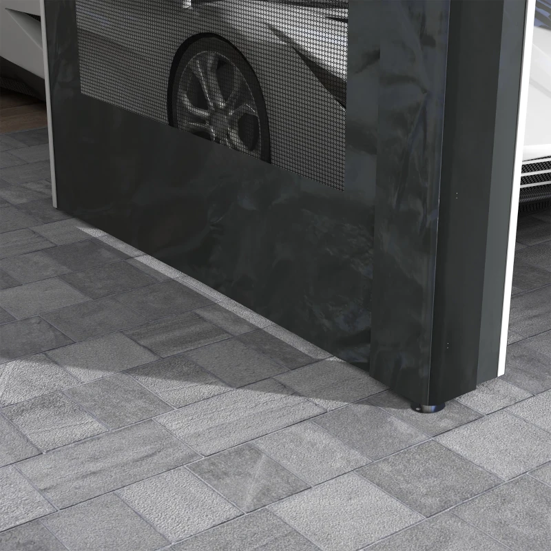Outsunny 10' x 20' Carport, Heavy Duty Portable Garage, Height Adjustable, with 4 Mesh Windows and 4 Doors, Gray