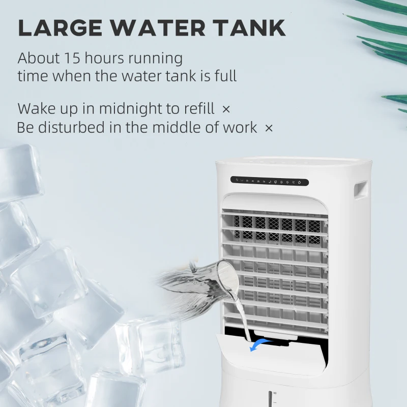 HOMCOM Mobile Air Cooler with Ice Packs, Ice Cooling Fan Water Humidifier Unit with Remote, Timer, Oscillating