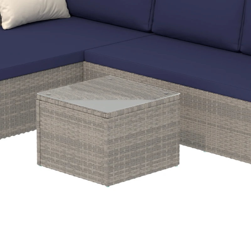 Outsunny 3pcs Modern Rattan Sofa Set, Wicker Patio Furniture Set with Coffee Table, Cushions, Pillows