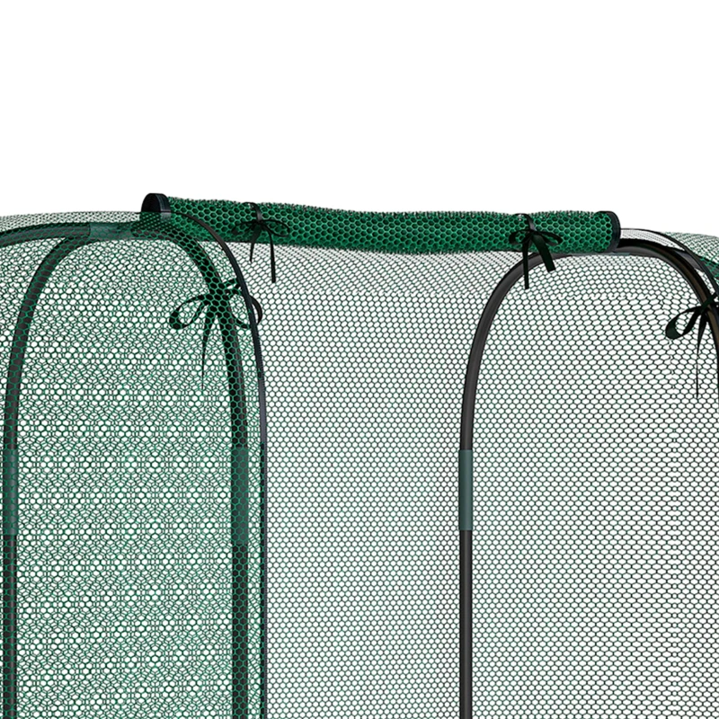 Outsunny Galvanized Raised Garden Bed with Crop Cage Protection Net Cover, Outdoor Planter Box for Vegetables, Flowers, Herbs