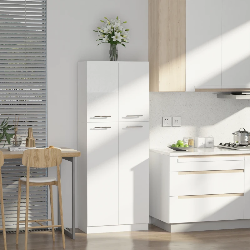 HOMCOM 61" Pantry Cabinet, Kitchen Pantry Storage Cabinet with 2 Doors and Adjustable Shelves, Freestanding Storage Cabinet