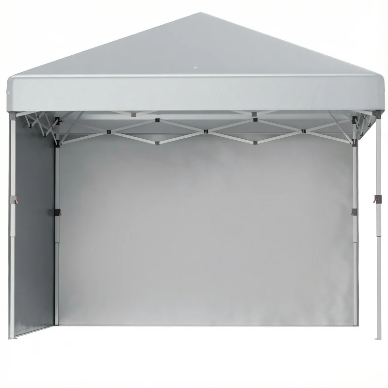 Outsunny 10' x 10' Pop Up Canopy with Sidewalls, Roller Bag, Height Adjustable Instant Tent for Outdoor Garden Patio, Light Grey