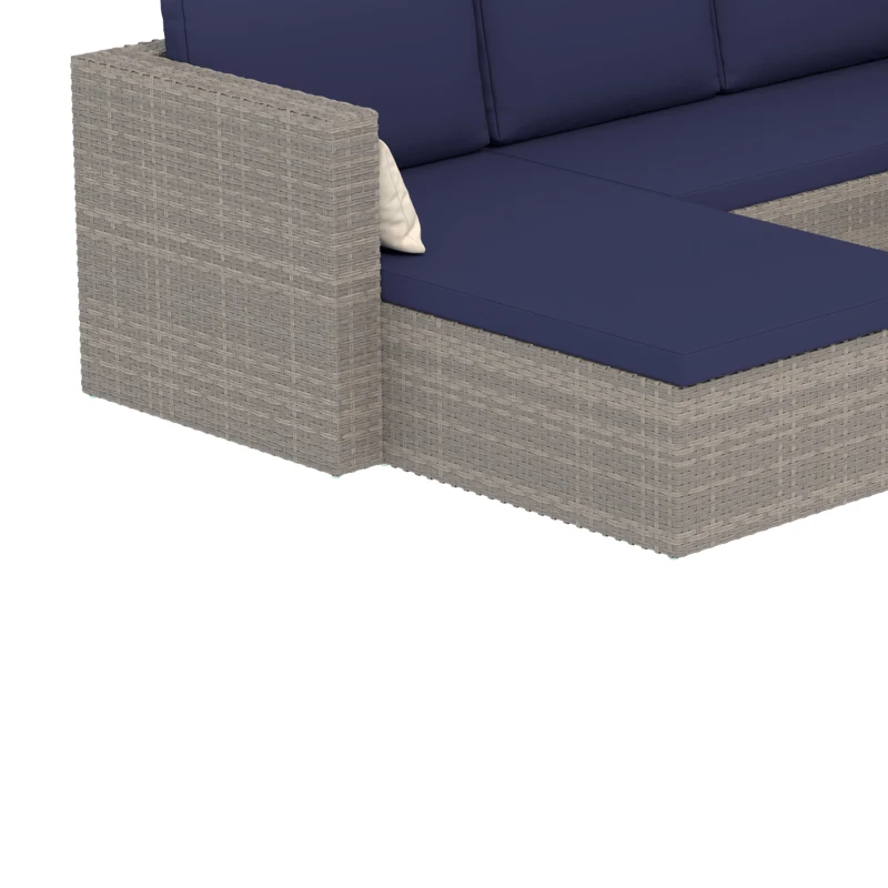 Outsunny 3pcs Modern Rattan Sofa Set, Wicker Patio Furniture Set with Coffee Table, Cushions, Pillows