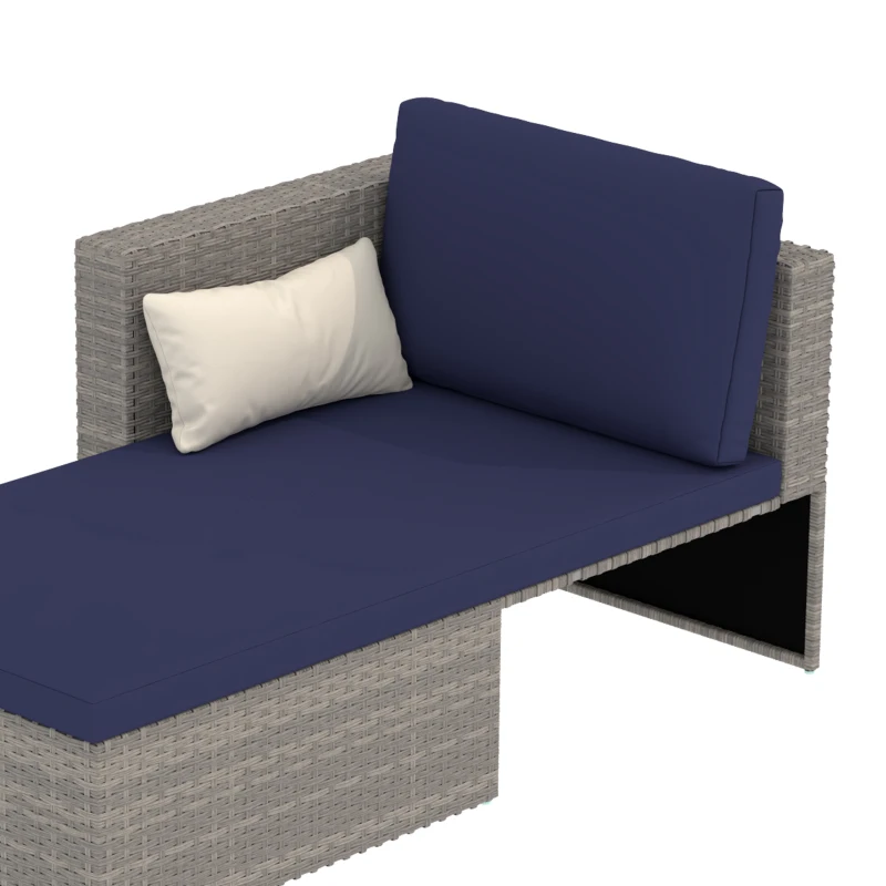 Outsunny 3pcs Modern Rattan Sofa Set, Wicker Patio Furniture Set with Coffee Table, Cushions, Pillows