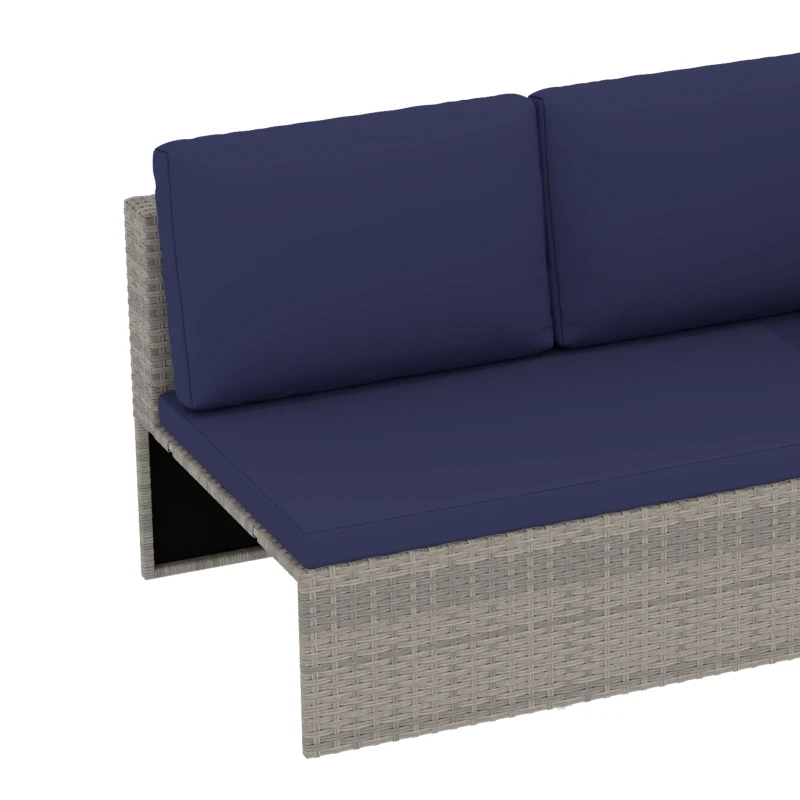 Outsunny 3pcs Modern Rattan Sofa Set, Wicker Patio Furniture Set with Coffee Table, Cushions, Pillows