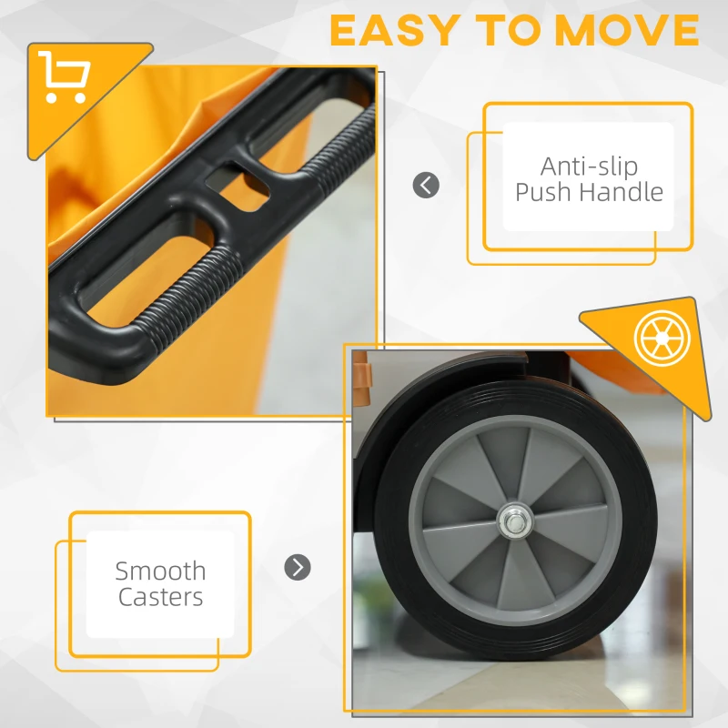 HOMCOM Janitorial Cart with 3 Shelves, Cleaning Cart on Wheels with Rubbish Bag and Mop Holders for Hotel, Housekeeping, Black