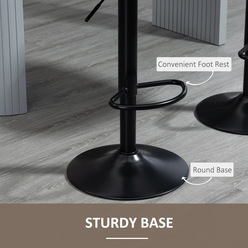HOMCOM Bar Stools Set of 2, Swivel Counter Height Barstools with Back, Footrest, Adjustable Height, Dark Brown