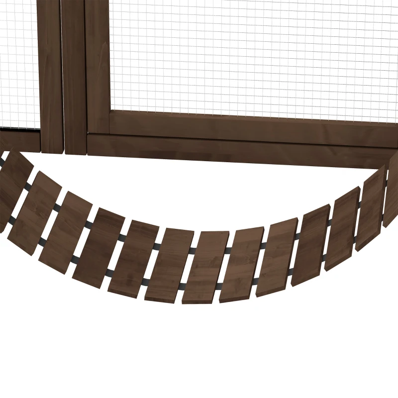 PawHut Large Outdoor Catio with Condos, Platforms, Doors, Ladders, Weather-Resistant Roof, Espresso