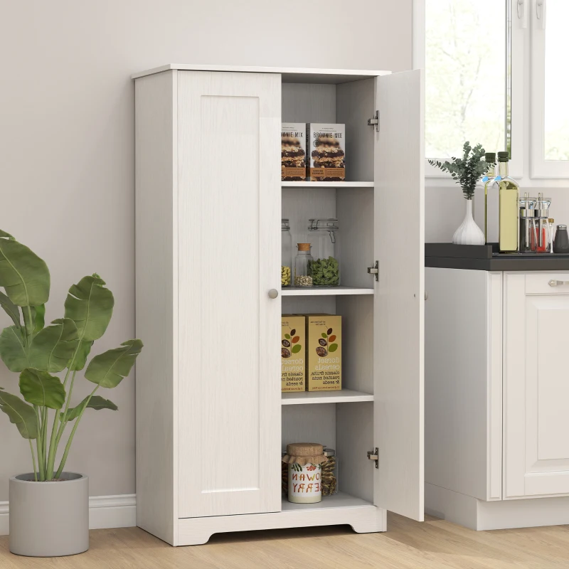 HOMCOM Kitchen Pantry Storage Cabinet, Freestanding Kitchen Cupboard with 2 Doors, Adjustable Shelves for Living Room