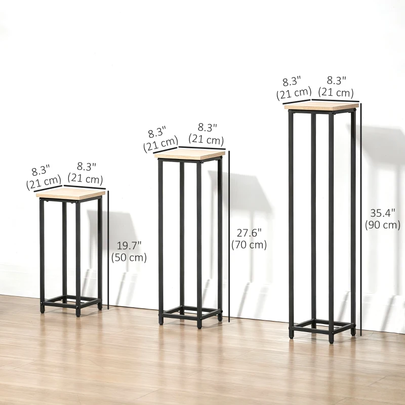 Outsunny 3 Packs Plant Stand Indoor, Metal Plant Stand Outdoor Plant Rack, Decorative Flower Display Holder for Patio Garden