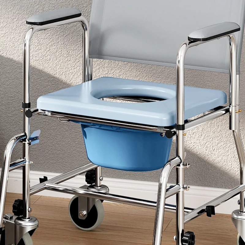 HOMCOM Rolling Shower Chair, Bedside Commode Wheelchair with Padded Seat, Backrest, for Seniors, Disabled, 300 lbs, Black