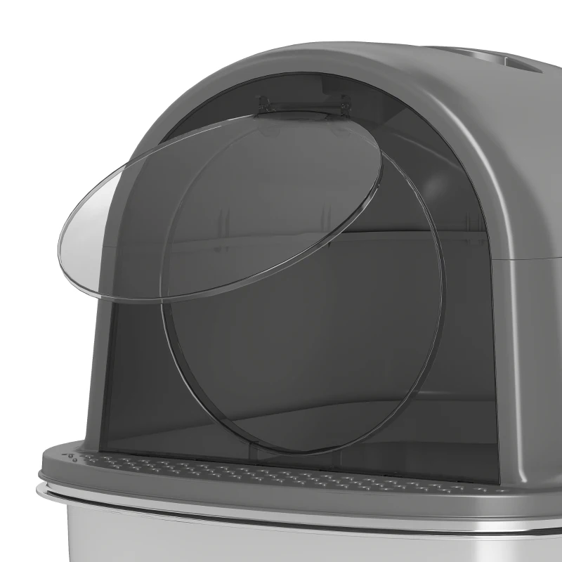 PawHut Enclosed Stainless Steel Litter Box, Metal Cat Litter Box with Scoop, Deodorizer Bag, Handle, Easy to Clean