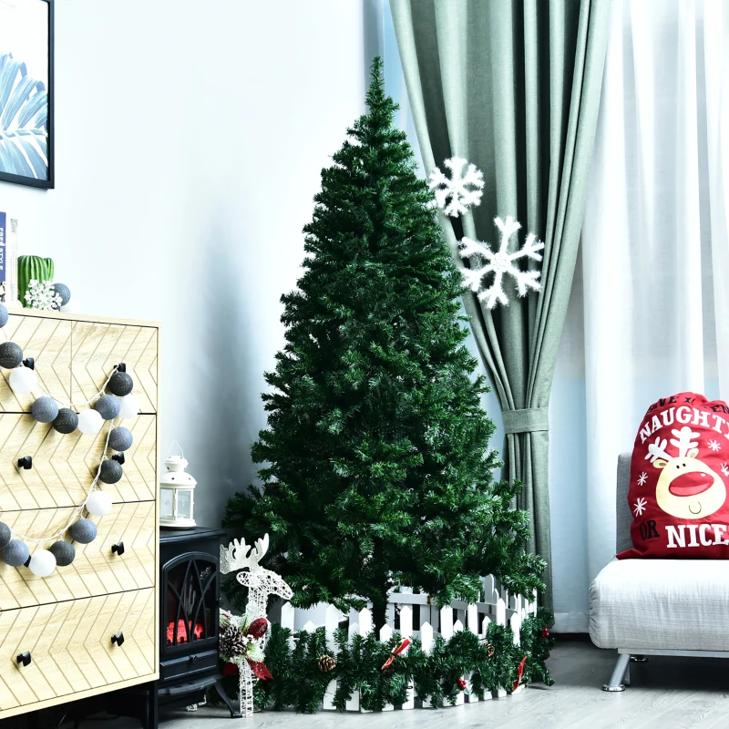 HOMCOM 6ft Christmas Tree Unlit Artificial Spruce Full Tree with Solid Metal Stand
