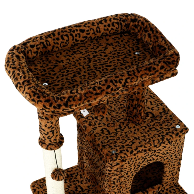 PawHut 52 Inch Cat Tree with Scratching Posts, Cat Bed, Condo, Jumping Platforms, Toy Balls, Anti-tip Kit