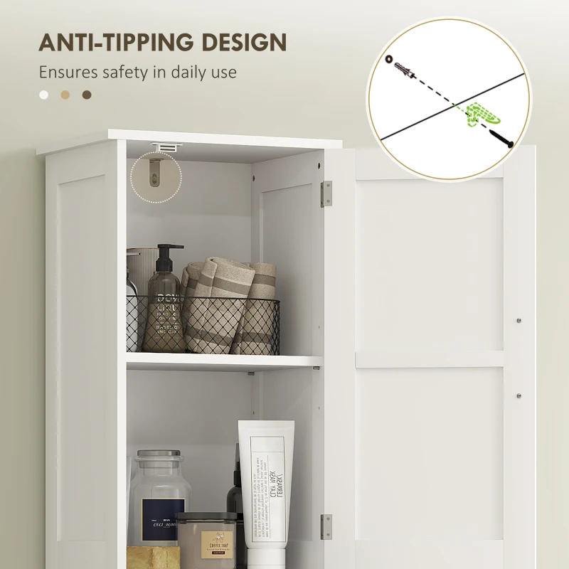 HOMCOM 67" Tall Bathroom Cabinet, Narrow Bathroom Storage Cabinet with Drawer, Barn Doors and Adjustable Shelves, White