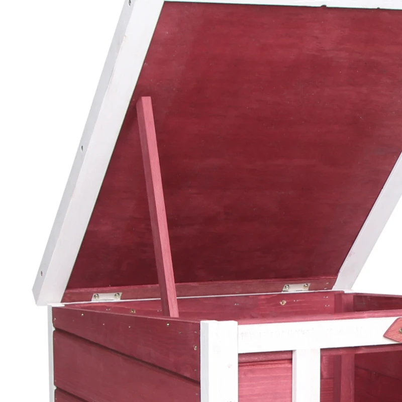 PawHut Small Wooden Rabbit Hutch Bunny Cage Guinea Pig Cage Duck House Dog House with Openable & Waterproof Roof, for Rabbits, Chickens, Ducks, Red