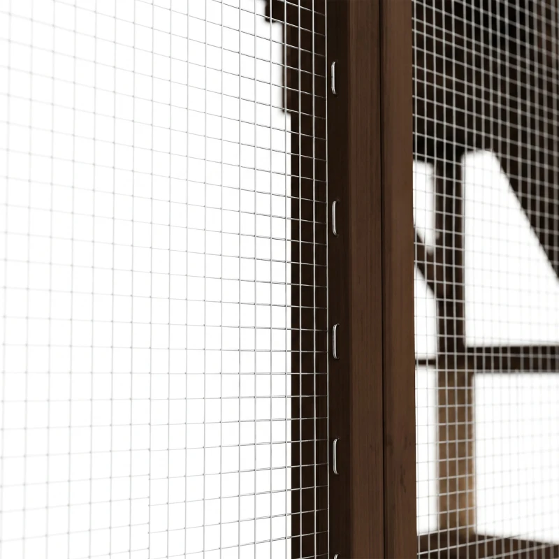 PawHut Large Outdoor Catio with Condos, Platforms, Doors, Ladders, Weather-Resistant Roof, Espresso
