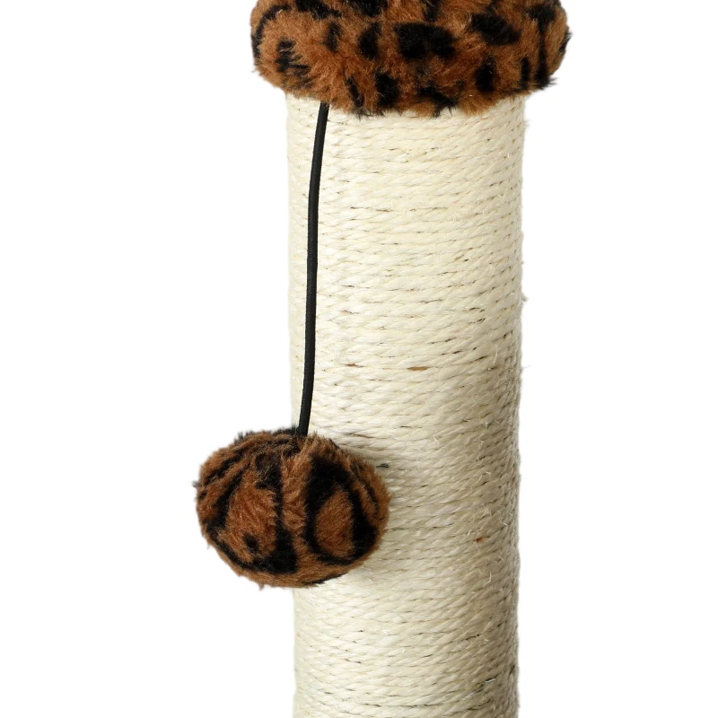 PawHut 41 Inch Cat Tree with Scratching Posts, Cat Bed, Condo, Jumping Platforms, Toy Balls, Leopard Print