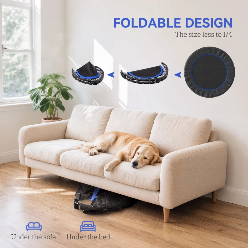 Soozier 45" Foldable Mini Fitness Trampoline, with Adjustable Foam Handle, Blue