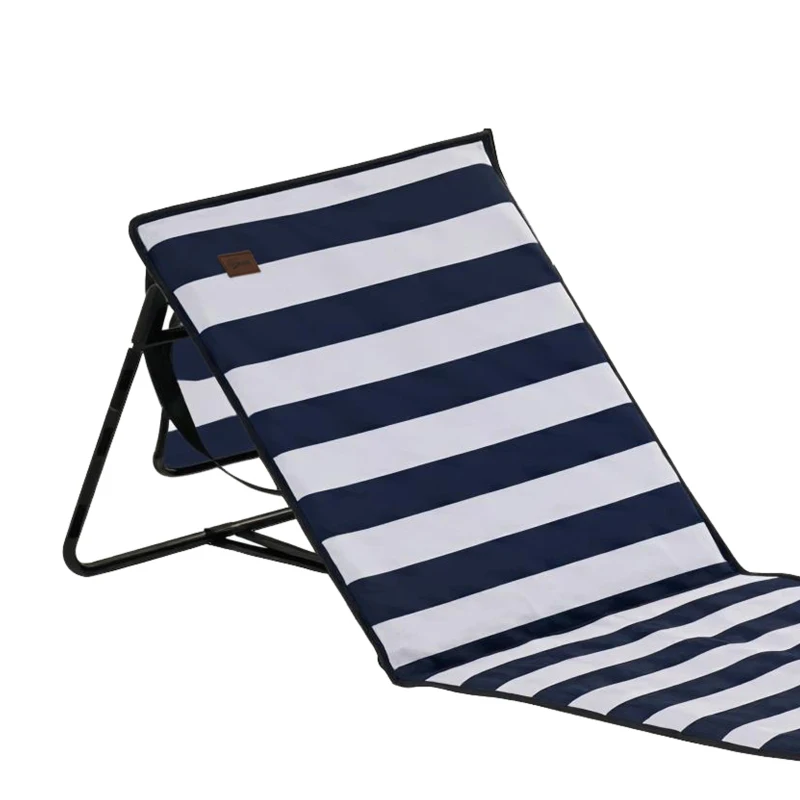 Outsunny Set of 2 Foldable Lounge Chairs with Carry Bag, Adjustable Backrest, Blue and White