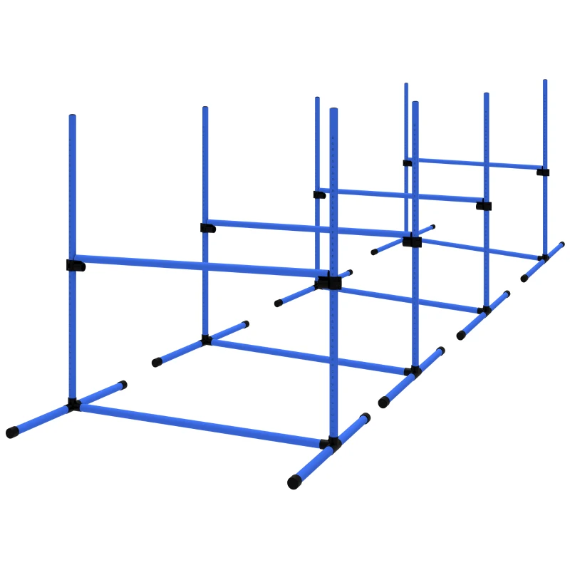 PawHut Set of 4 Dog Agility Training Equipment Adjustable Jump Bar Pet Exercise Kit with Carrying Bag (Blue)