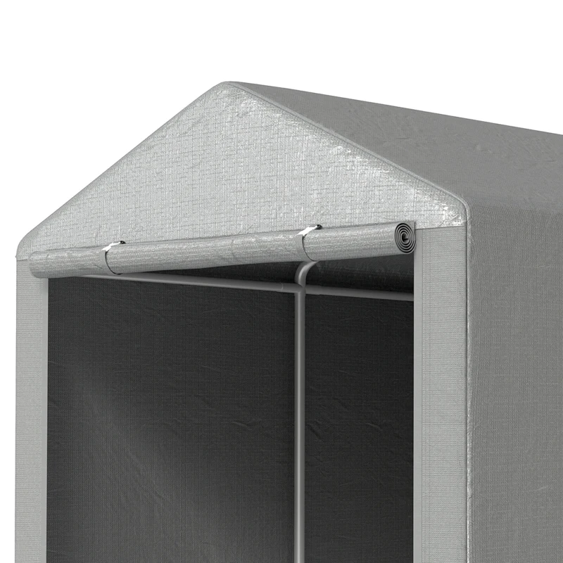 Outsunny Portable Bicycle Shed with Galvanized Steel Frame and Large Door, Waterproof Outdoor Shed for Garden Tools, Light Grey