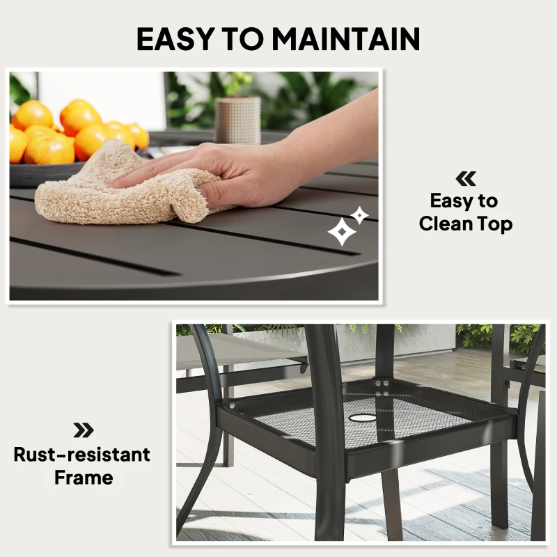 Outsunny 5 Piece Outdoor Dining Set with Round Table and 4 Stackable Chairs, for Backyard, Lawn, Deck, Balcony, Pool Side
