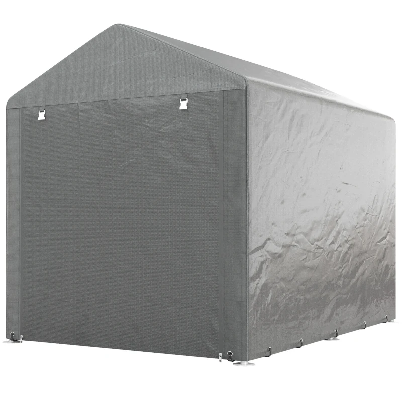 Outsunny Portable Bicycle Shed with Galvanized Steel Frame and Large Door, Waterproof Outdoor Shed for Garden Tools, Light Grey