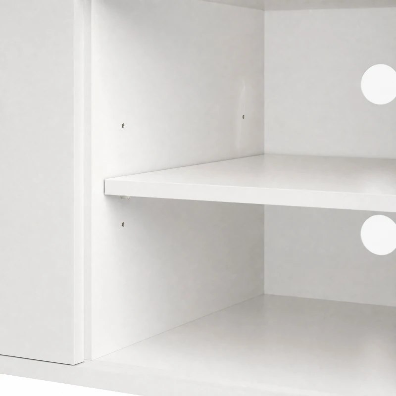 HOMCOM TV Stand for TVs up to 60 Inch, Modern Entertainment Center with LED Lights and Power Outlets, High Gloss White