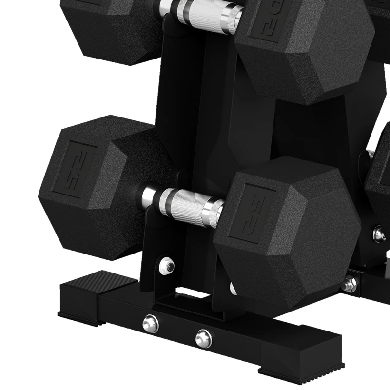 Soozier Hex Dumbbell Weight Set with Vertical Rack, 120lbs Rubber-Coated Dumbbells with Non-Slip Handles