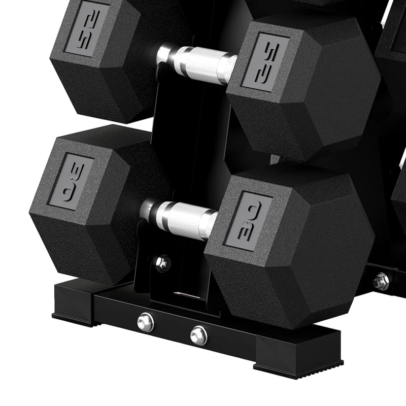 Soozier Hex Dumbbell Weight Set with Vertical Rack, 180lbs Rubber-Coated Dumbbells with Non-Slip Handles