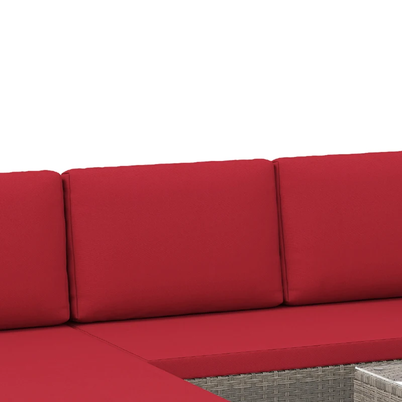 Outsunny 3pcs Modern Rattan Sofa Set, Wicker Patio Furniture Set with Coffee Table, Cushions, Pillows