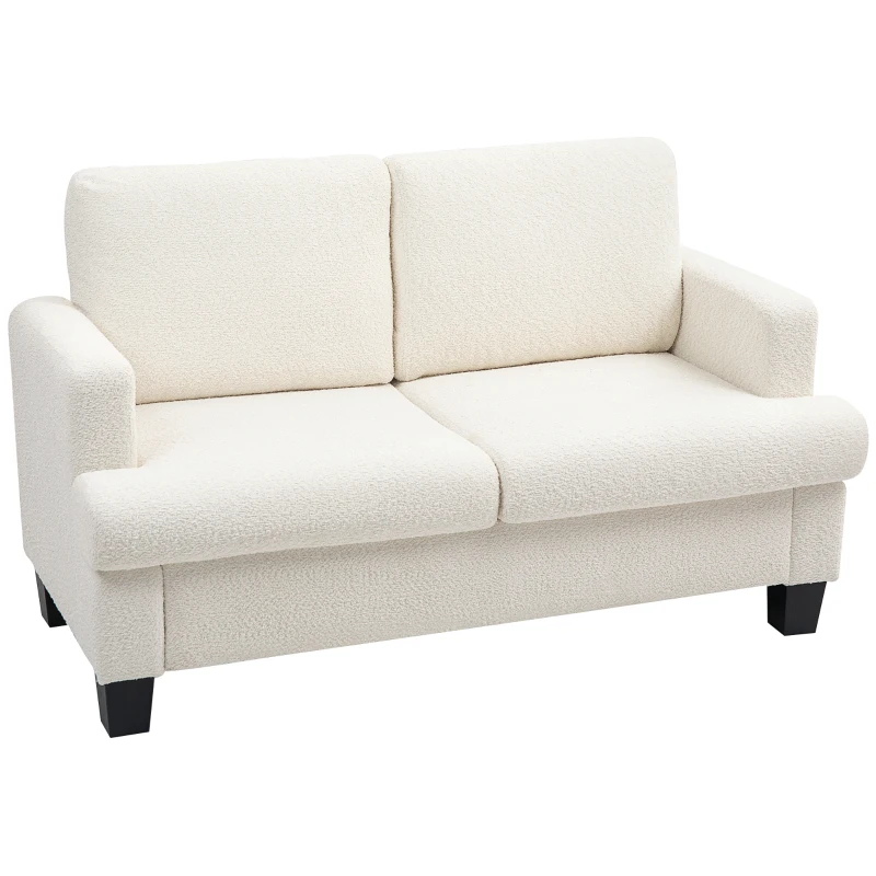 HOMCOM 54.3" Loveseat Sofa, 2 Seater Sofa with Removable Cushions, Small Couch with Wood Frame for Living Room, Cream White