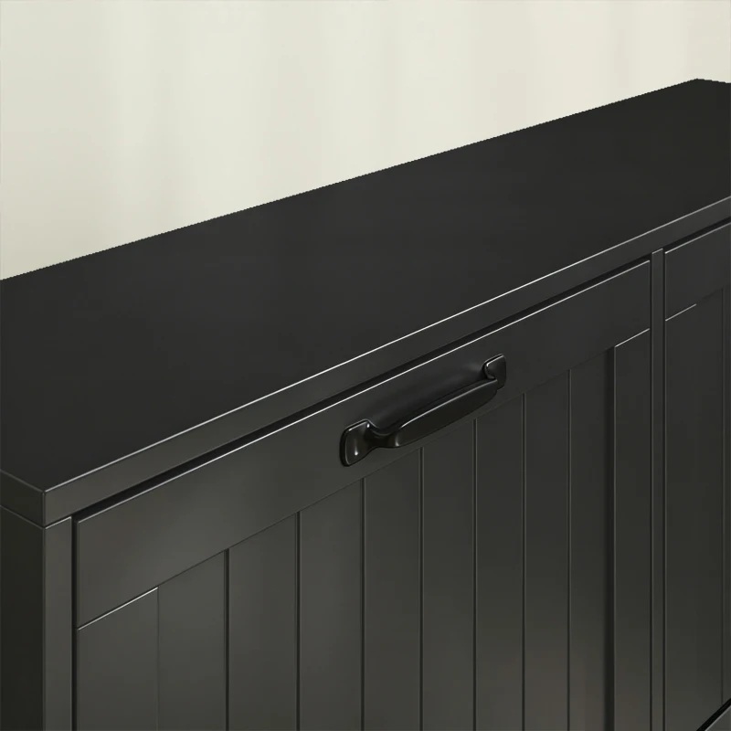 HOMCOM Shoe Cabinet with 4 Flip Drawers, Freestanding Narrow Shoe Storage Cabinet with Adjustable Shelves, Open Back, Black