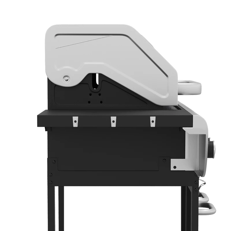 Outsunny 4 Burner Propane Gas Grill with Side Burner, 53,000 BTU BBQ Grill with Cast Iron Grates, Wheels, Warming Rack, Cabinet