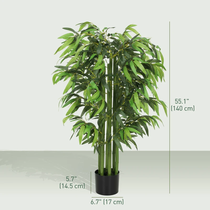 HOMCOM 4.6FT Artificial Bamboo Tree Set of 2, Decorative Faux Plant in Nursery Pot, Faux Tree for Home Indoor Decor